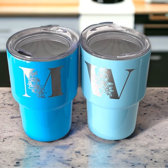 Personalized Floral Letter 2oz Mini Shot Glass Tumbler - Picture 5 of 9